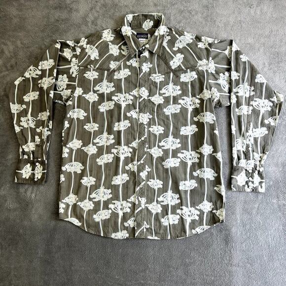 VTG Patagonia Men's Large Floral Pearl Snap Button Down Organic Cotton Western - Picture 1 of 13